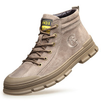 策霸男士加绒保暖马丁靴高帮真皮工装鞋潮流中帮冬季英伦风百搭靴子