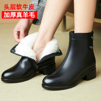 策霸马丁靴女英伦风2020新款秋冬头层牛皮切尔西靴加绒羊毛里真皮女靴