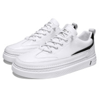 策霸2021四季新款潮流ins板鞋个性时尚休闲运动低帮厚底纯色皮革男鞋