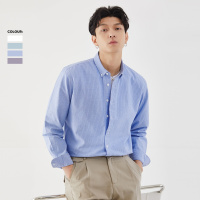 男装2021春季新款都市青年细条纹长袖衬衫男士休闲长袖衬衣潮