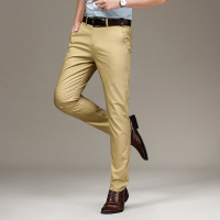 竹纤维纯色简约中老年男装休闲裤高腰舒适柔软高端中年装薄款修身