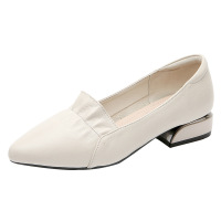 2021女鞋春季单鞋粗跟一脚蹬软皮软底舒适大码平底休闲妈妈鞋