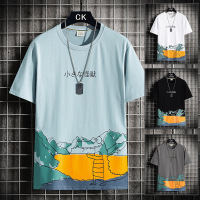 2021夏季T恤男韩版街头潮流运动上衣棉时尚圆领短袖上衣