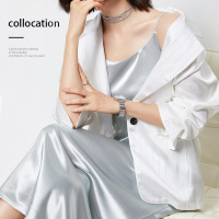 吊带连衣裙女2021夏缎面内搭打底吊带裙纯色背心圆领无袖中长裙