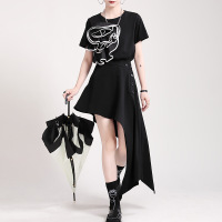 Ceba2021夏季新款半身裙小个子不规则裙子设计感交叉高腰显瘦半身裙女