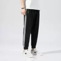 新款男式休闲裤男简单竖条修身时尚男裤宽松男式休闲运动裤春夏款