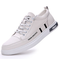 小白鞋男夏季真皮透气潮流百搭一脚蹬男鞋软底白色软牛皮休闲鞋子
