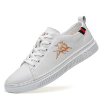 小白鞋男真皮夏季薄款2021新款百搭男士百搭牛皮白色透气板鞋男鞋