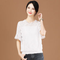 宽松镂空蕾丝衫女2021夏季新款韩版文艺别致上衣设计感T恤薄