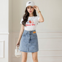 牛仔短裙女夏2021年新款韩国高腰显瘦半身裙修身包臀单排扣a字裙