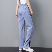 天丝牛仔阔腿裤女高腰垂感夏季薄款2021年新款宽松显瘦冰丝直筒裤