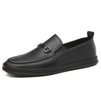 男鞋秋季2021新款英伦商务皮鞋男软底懒人鞋子休闲鞋男真皮豆豆鞋