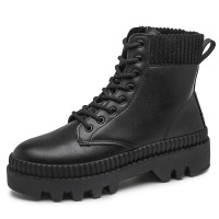 2021秋冬季新款工厂男士马丁靴英伦皮布拼接男款高帮靴子