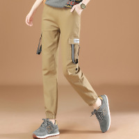 松紧腰工装休闲裤女2021秋季新款ins街头潮搭束脚哈伦长裤