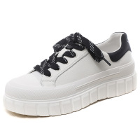 2021新款头层牛皮低帮平底真皮运动休闲秋鞋百搭小白鞋女系带板鞋