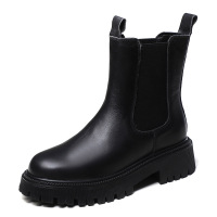 真皮厚底切尔西靴女英伦风春秋单靴超火炸街烟筒靴头层牛皮新款潮
