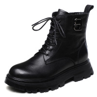 马丁靴女百搭英伦风骑士靴2021新款秋季接头厚底真皮短靴冬天鞋子