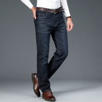新款牛仔裤秋 弹力经典中年裤子 高腰直筒裤 绅士男人牛仔长裤 厚