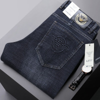 2021秋冬黑色牛仔裤男宽松商务直筒弹力牛仔裤中青年男裤