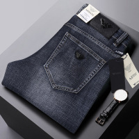 秋冬季厚款高端品牌男士牛仔裤大码直筒商务休闲长裤子男装高腰