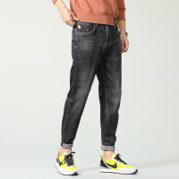 黑色潮牌宽松哈伦牛仔裤男斜插袋日系港风百搭萝卜小脚裤2020秋冬