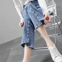 牛仔裤女2021初秋新款高腰直筒小个子微喇叭裤子女修身显瘦弹力裤