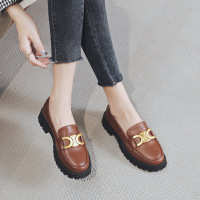 鞋子女2021新款春秋真皮大码女鞋英伦风复古乐福鞋厚底学院风单鞋