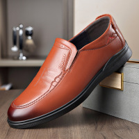 男鞋新款牛皮商务休闲鞋男士皮鞋真皮软底透气中年爸爸鞋