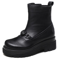 厚底时尚马丁靴女英伦风单靴2021秋冬新款轻便中跟冬天二棉鞋潮靴