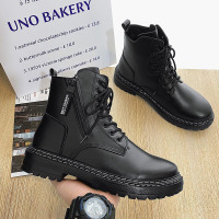 马丁靴男靴秋冬2021新款靴子男高帮皮面机车靴厚底靴港风