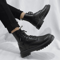 马丁靴男靴秋冬2021新款靴子男高帮皮面机车靴显瘦靴港风