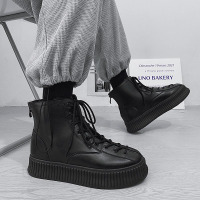 男高帮皮靴厚底加绒2021秋冬新款男靴子雪地靴男士马丁靴