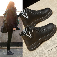 马丁靴女英伦风2021年新款秋季时尚潮流ins系带厚底短机车靴