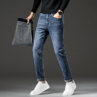 加绒加厚牛仔裤弹力高端冬天牛仔裤男士百搭复古男装超厚实牛仔裤