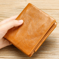 Wallet 多功能复古男士钱包 真皮大容量零钱包疯马皮三折钱夹