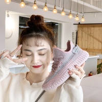 Ceba椰子鞋女2020春款满天星飞织鞋真爆天使黑白反光运动跑步休