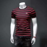 Ceen Bulled42链接夏季短袖T恤男潮流圆领时尚印花修身半截韩版打底T