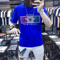 Ceen Bulled2022夏季新款3D数码重工马印花烫钻短袖T恤男丝光棉个性潮流T恤男