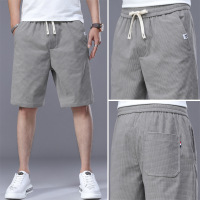 Ceba短裤男休闲裤韩版潮流夏季宽松男士玉米格中裤青年松紧五分裤