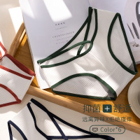 Ceba3条装内裤女士纯棉档日系少女中低腰性感交叉绑带三角短裤头