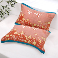 Ceba纯棉纱布枕巾五层成人枕头巾红色结婚用厂家不毛不色