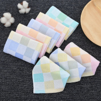 Ceba双层纱布婴儿纯棉小方巾全棉格子小毛巾宝宝幼儿园口水巾