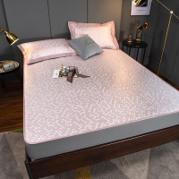 Ceba夏天高端冰丝床笠咖啡碳凉席冰丝席三件套1.8m床可水洗折叠冰席子