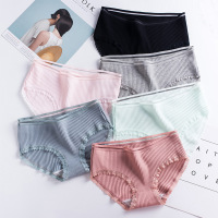 内裤女士蕾丝三角裤棉款螺纹裤头时尚性感内裤