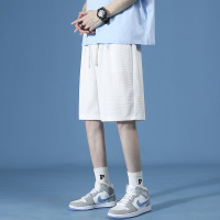 Ceba灰色华夫格短裤男ins潮牌休闲运动五分裤男夏季宽松百搭bf中裤男