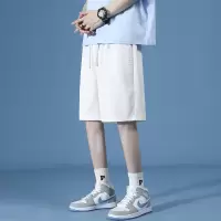 Ceba灰色华夫格短裤男ins潮牌休闲运动五分裤男夏季宽松百搭bf中裤男