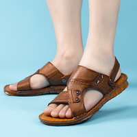 Ceba凉鞋男士夏季新款真皮休闲沙滩鞋头层牛皮时尚拖鞋柔软牛筋底鞋潮