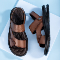 Ceba凉鞋男夏季新款男士休闲时尚真皮沙滩鞋透气柔软两穿越南凉拖鞋