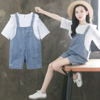 JuSen ShaYu女童夏装背带裤套装2022新款儿童装洋气网红夏季大童女装12岁女孩