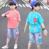 JuSen ShaYu儿童装男童夏装套装2022年新款夏季帅气中大童短袖薄款运动衣服潮